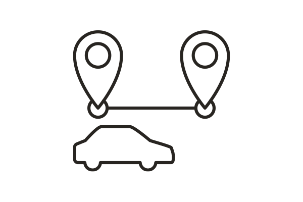 Ein Icon das anzeigt wie weit die Distanz ist, die ein Auto fahren kann