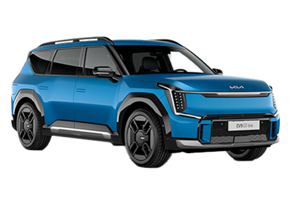 Ein hellblauer Kia EV9