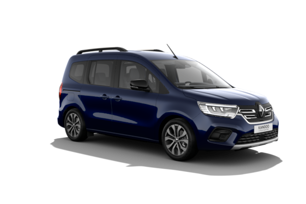 Zu sehen ist ein Renault Kangoo E-Tech in Sodalite-Blau mit 17-Zoll-Leichtmetallräder VERESTE.
