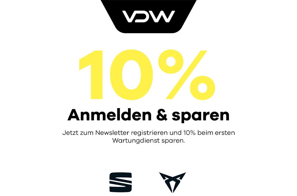 Ein 10% Rabattcode für das Anmelden beim Newsletter vom Autohaus von der Weppen