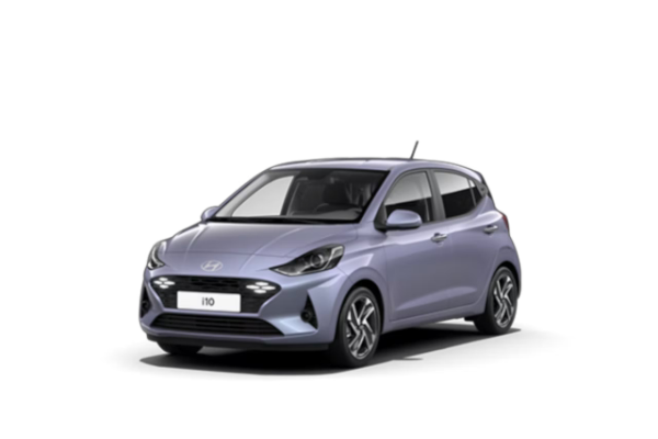 Zu sehen ist ein Hyundai i10 Select in Meta Blue mit 15-Zoll Leichtmetallfelgen.