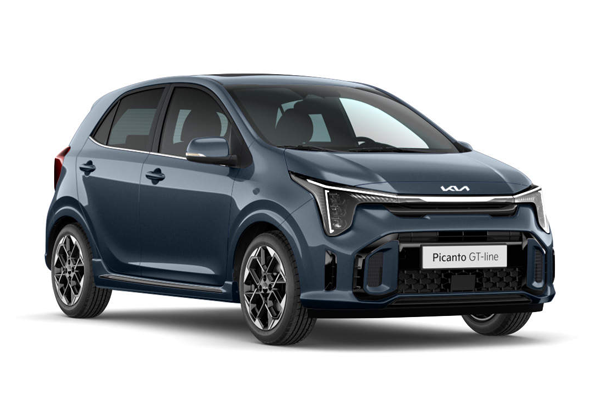Ein dunkelblauer Kia Picanto