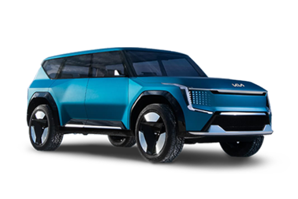 Ein hellblauer Kia EV9